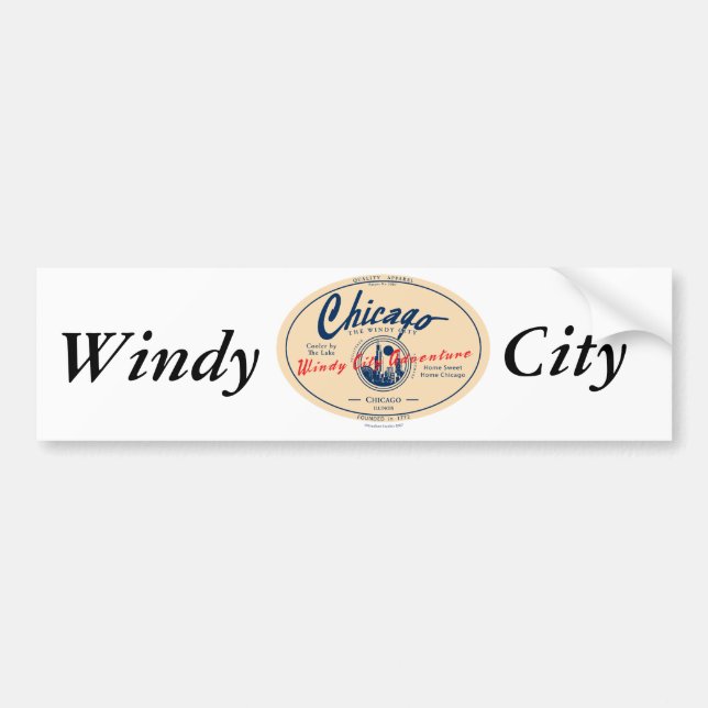 Pegatina Para Coche Chicago Windy City (Frente)