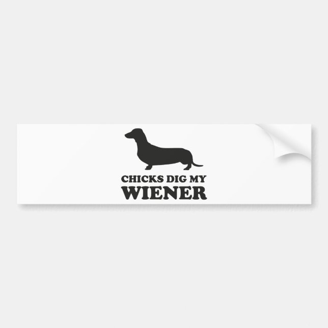 Pegatina Para Coche Chicks Dig My Wiener (Frente)
