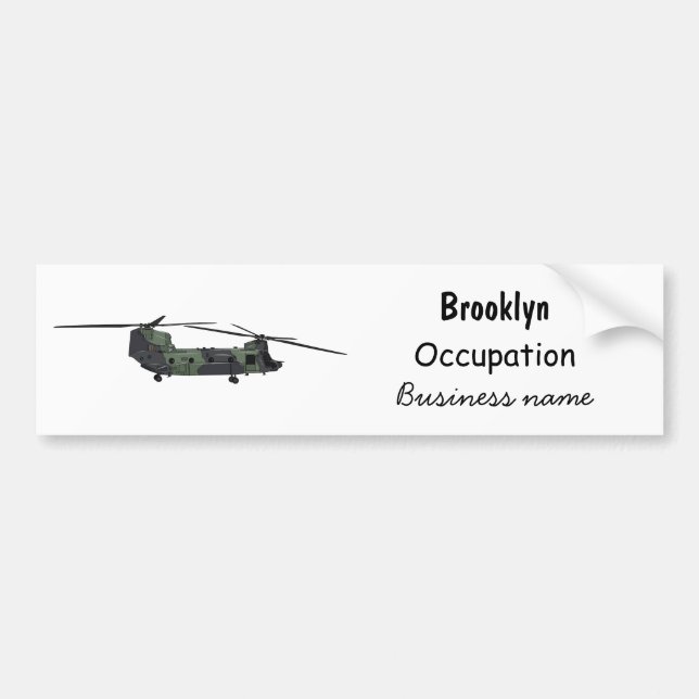Pegatina Para Coche Chinook army helicopter cartoon illustration (Frente)