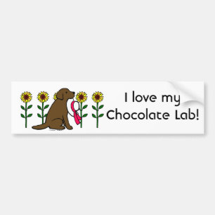 Pegatina Para Coche Chocolate Labrador del verano con los girasoles