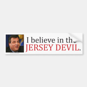 Pegatina Para Coche Chris Christie: Creo en el diablo del jersey