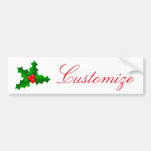 Pegatina Para Coche Christmas Green and red holly Thunder_Cove