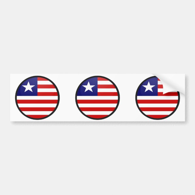 Pegatina Para Coche Círculo de la bandera de la calidad de Liberia (Frente)