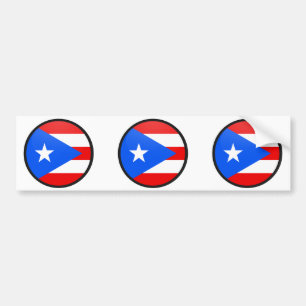 Pegatina Para Coche Círculo de la bandera de la calidad de Puerto Ric