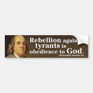 Pegatina Para Coche Cita de Ben Franklin sobre tiranía y Dios