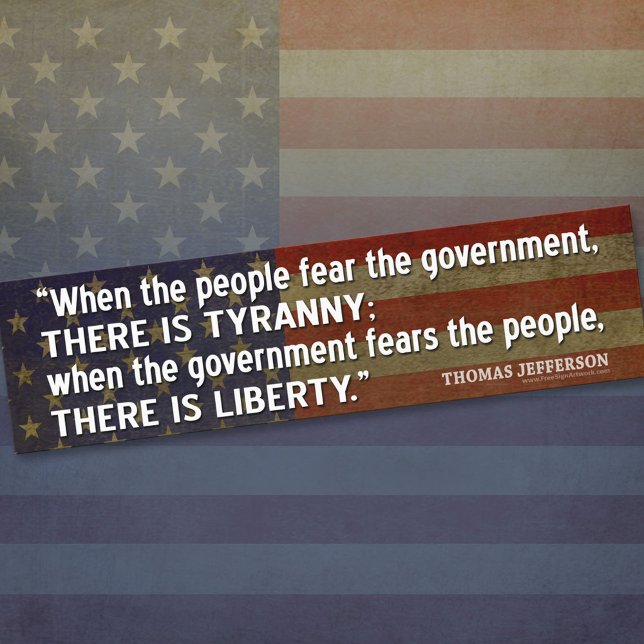 Pegatina Para Coche Cita de Jefferson: Libertad vs. Tiranía (Thomas Jefferson Bumper Sticker)