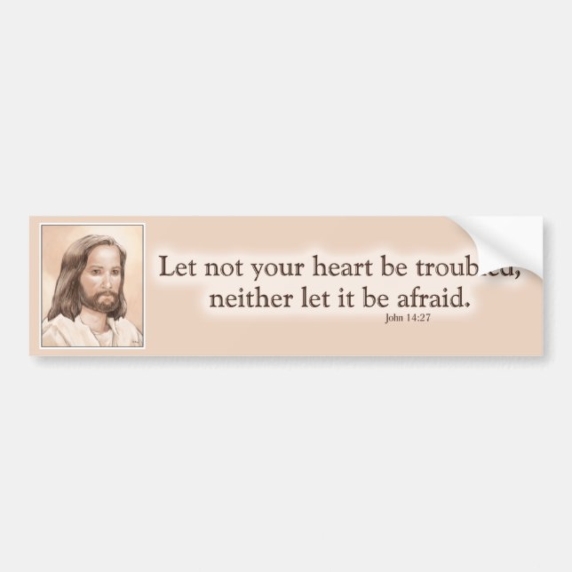 Pegatina Para Coche Cita de la biblia del arte de Jesús de la sepia - (Frente)