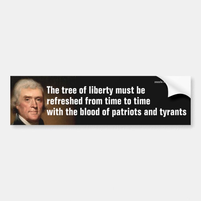 Pegatina Para Coche Cita de Thomas Jefferson Tree of Liberty (Frente)