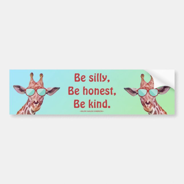 Pegatina Para Coche Cita motivadora divertida Emerson Be Silly Giraffe (Frente)