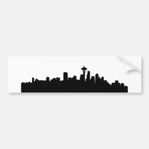 Pegatina Para Coche ciudad de seattle paisaje silhouette negra america