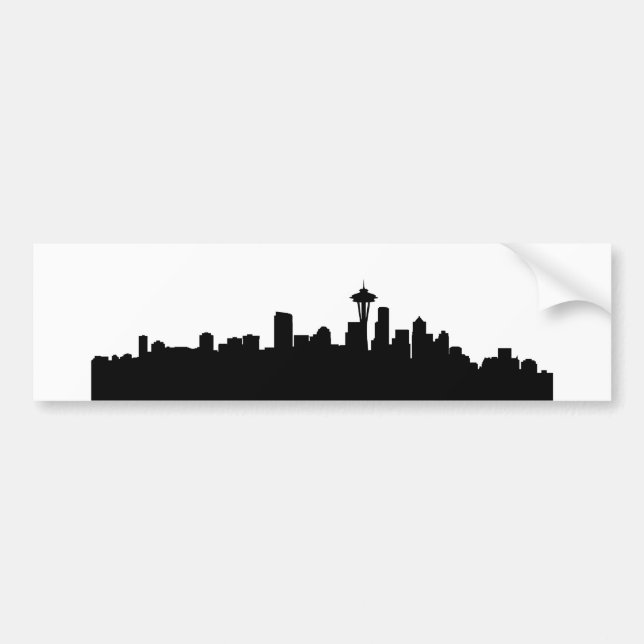 Pegatina Para Coche ciudad de seattle paisaje silhouette negra america (Frente)