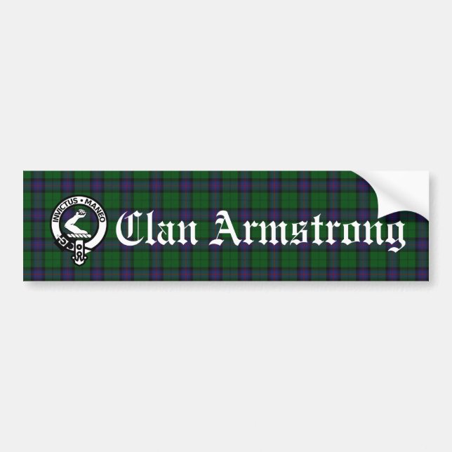 Pegatina Para Coche Clan Armstrong Escudo Badge y Tartán (Frente)