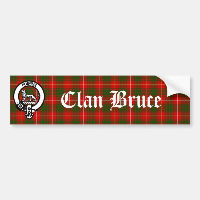 Pegatina Para Coche Clan Bruce Escudo Badge y Tartán de Escocia (Frente)