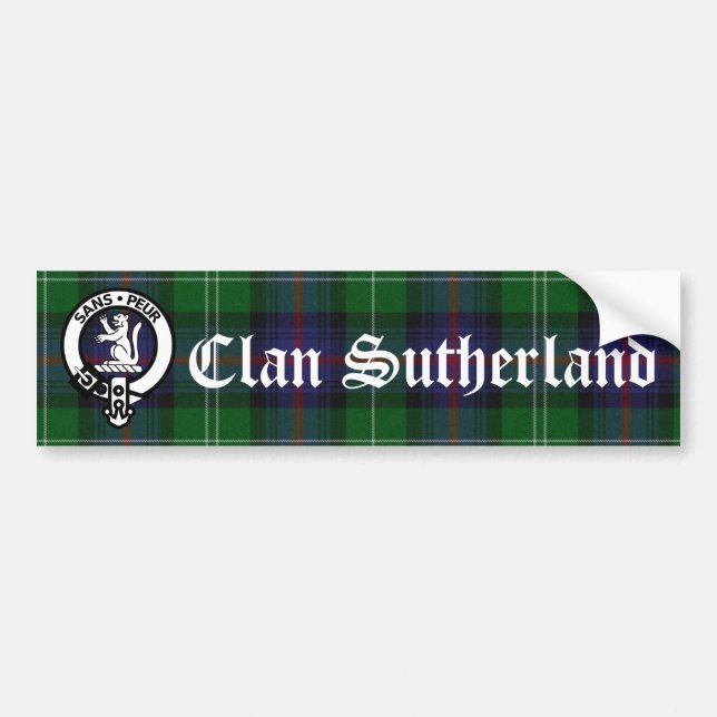 Pegatina Para Coche Clan Sutherland Escudo Badge & Tartán (Frente)