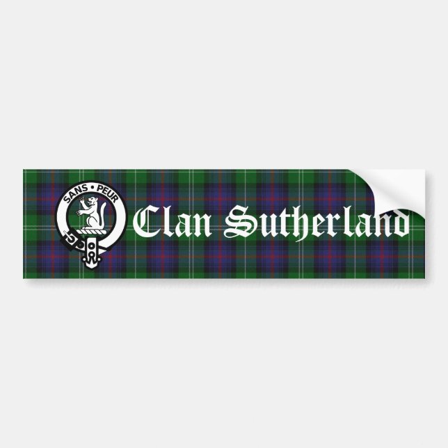 Pegatina Para Coche Clan Sutherland Escudo Badge & Tartán (Frente)