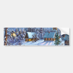 Pegatina Para Coche Clásica, hermosa imagen vintage de Navidad