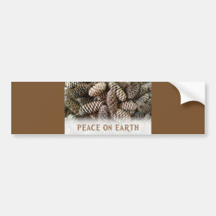 Pegatina Para Coche Clásico Holiday Pine Cone Peace On Earth
