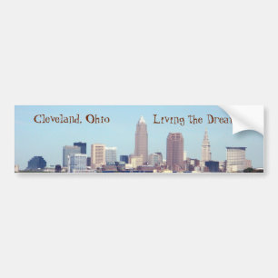 Pegatina Para Coche Cleveland Skyline Living the Dream Bumper Sticker