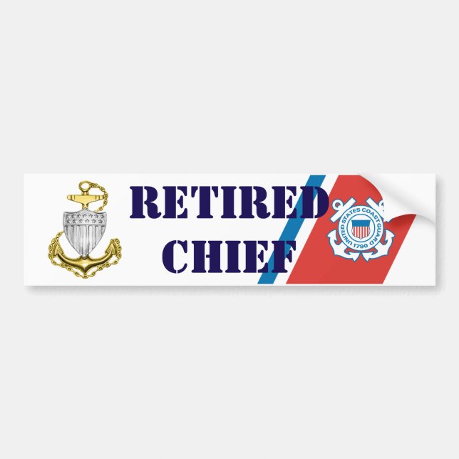 Pegatina Para Coche Coast Guard Chief Retired (Frente)