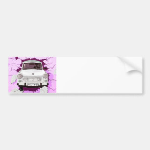 Pegatina Para Coche Coche trabante y muro de Berlín rosado/de la lila