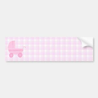 Pegatina Para Coche Cochecito de bebé. Rosa claro en la guinga rosada