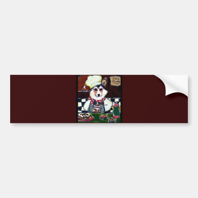 Pegatina Para Coche Cocinero Corgi (Frente)