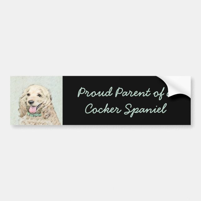 Pegatina Para Coche Cocker Spaniel Buff Painting - Original Dog Art (Frente)