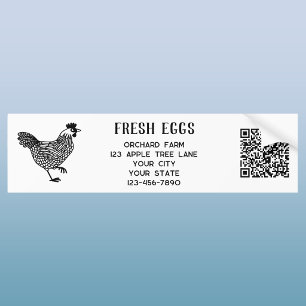 Pegatina Para Coche Código QR de Huevos Frescos de Granja