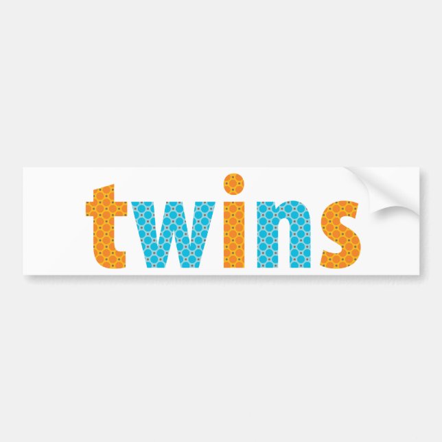 Pegatina Para Coche COLECCIÓN DE TWINS - niños {naranja + aqua} (Frente)