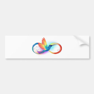 Pegatina Para Coche Colibrí arcoiris con símbolo Infinity