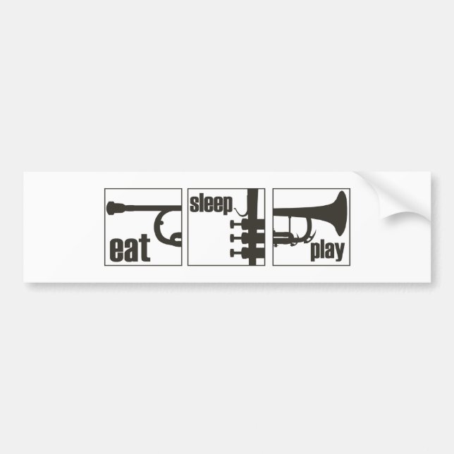 Pegatina Para Coche Come. Duerme. Jugar. Trompeta (Frente)