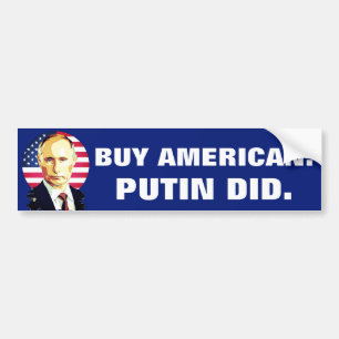 Pegatina Para Coche "Compre al americano. Putin hizo" con la bandera