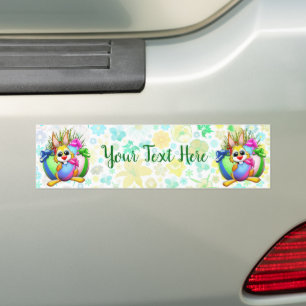 Pegatina Para Coche Conejo divertido mordiendo un huevo de Pascua