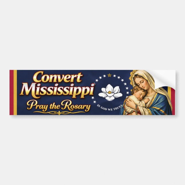 Pegatina Para Coche Convert Mississippi. Pray the Rosary (Frente)