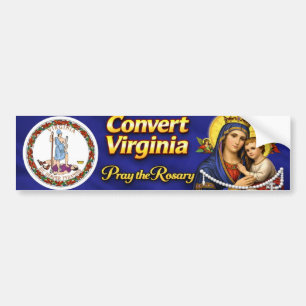 Pegatina Para Coche ¡Convirtamos a Virginia! Rezad el Rosario