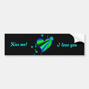 Pegatina Para Coche Corazón arcoiris verde azul con estrellas