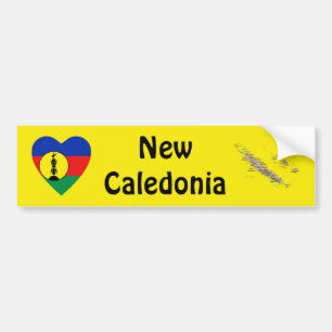 Pegatina Para Coche Corazón de la bandera de Nueva Caledonia +