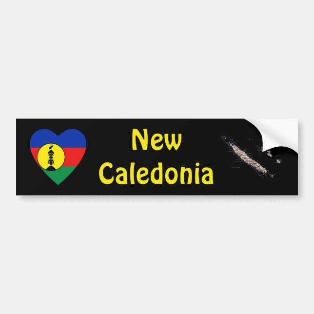 Pegatina Para Coche Corazón de la bandera de Nueva Caledonia + (Frente)