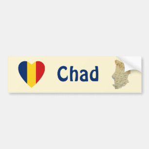 Pegatina Para Coche Corazón de la bandera de República eo Tchad +