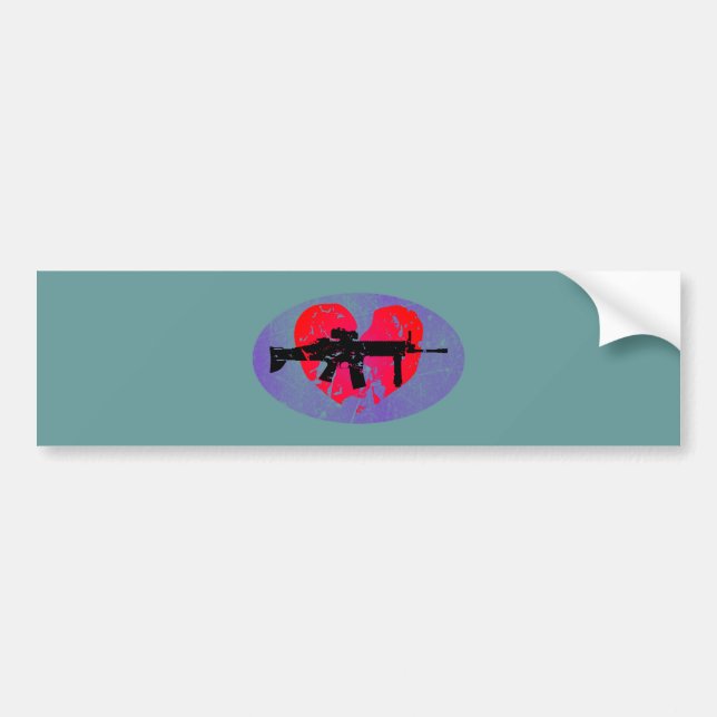 Pegatina Para Coche Corazón fusil heart gun (Frente)