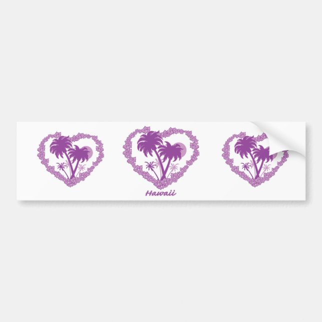 Pegatina Para Coche Corazón hawaiano de palmera (Frente)