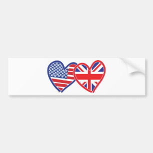 Pegatina Para Coche Corazones de bandera/bandera de la Unión Americana
