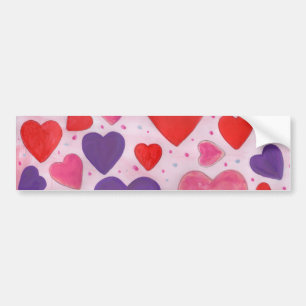Pegatina Para Coche Corazones de San Valentín en rosa, morado y rojo