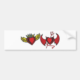 Pegatina Para Coche Corazones del ángel y del diablo