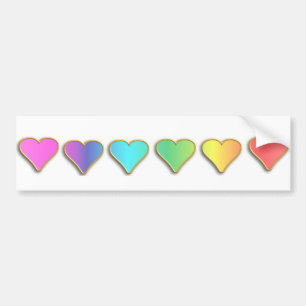 Pegatina Para Coche Corazones del arco iris del KRW
