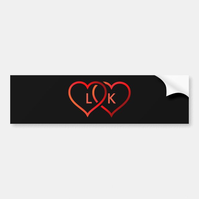 Pegatina Para Coche Corazones negros y rojos (Frente)