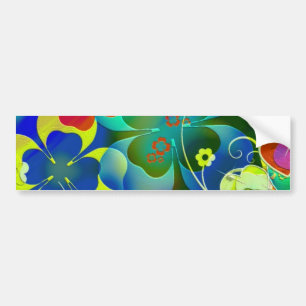 Pegatina Para Coche Corazones, tréboles y flores en arte abstracto