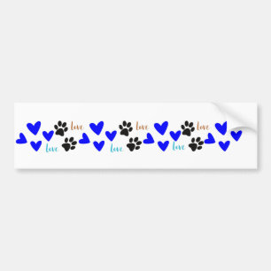 Pegatina Para Coche Corazones y patas de perros de amor