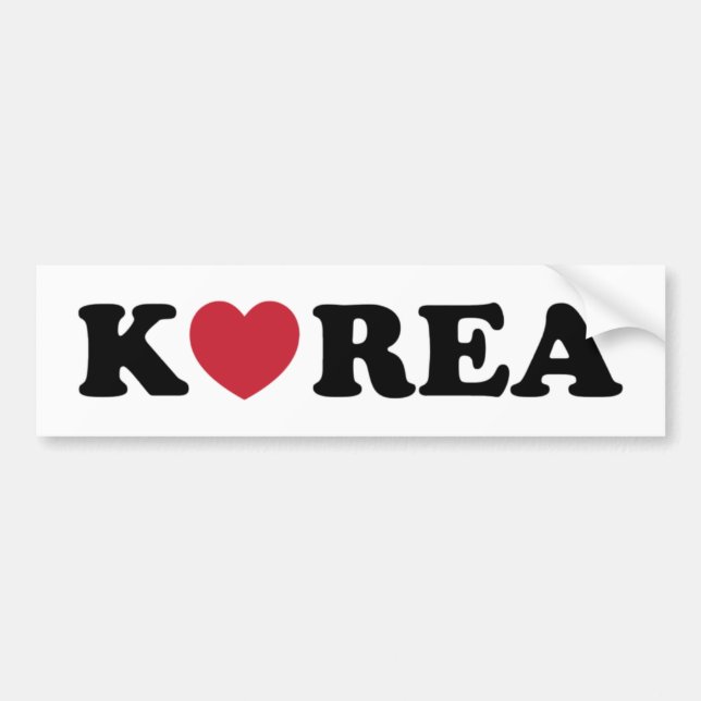 Pegatina Para Coche Corea Love Heart Bumper Sticker (Frente)