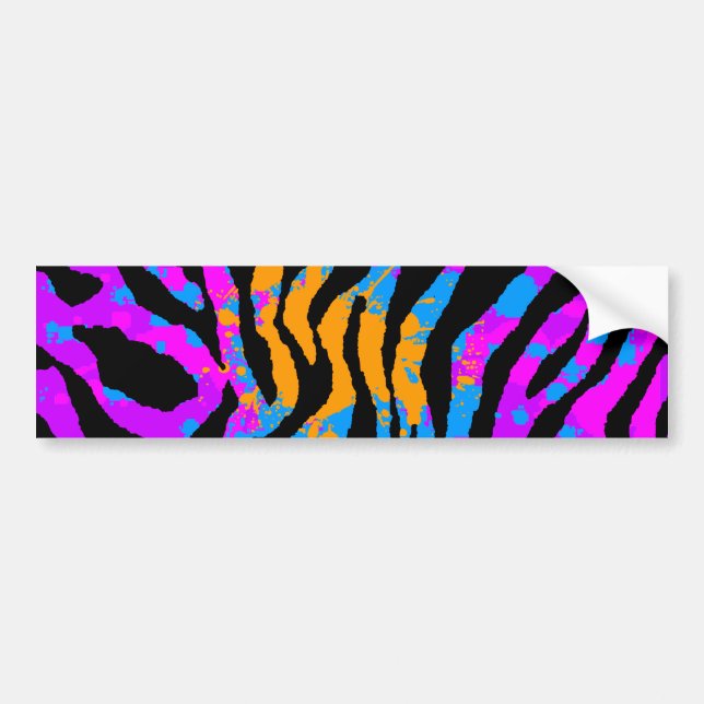 Pegatina Para Coche Corey Tiger 80s Splatter Paint Tiger Stripes (Frente)
